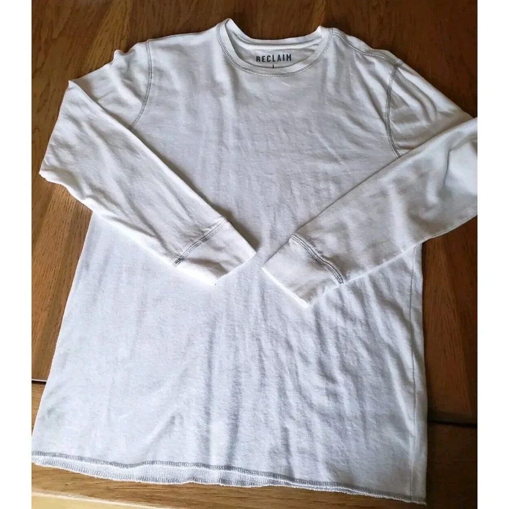 Reclaim (Buckle) Long Sleeve Cotton Lightweight Shirt Mens‎ Sz L White NWOT